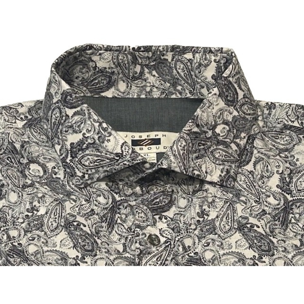 Joseph Abboud Men's Black White Paisley Long Sleeve Button Down Shirt -‎ Size XL